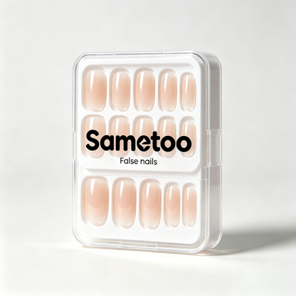 Sametoo Nude Gradient Press On False Nails, Glossy Oval Medium Fake Nail Kit With Jelly Glue, Salon-Quality Reusable Manicure Set, Quick At-Home Nail Art For Daily & Occasion Wear
