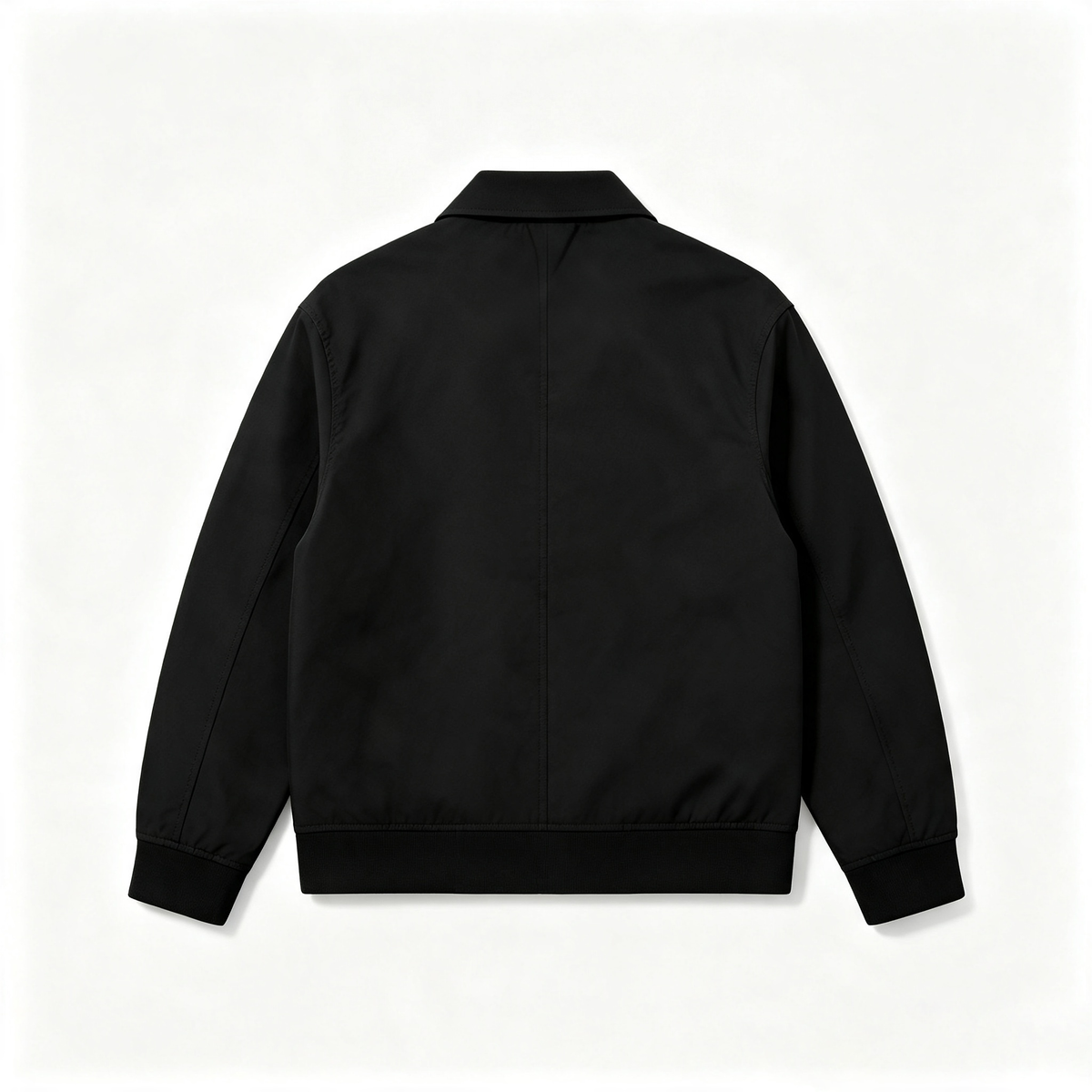 Orebird Solid Black Turn‑Down Collar Anorak Jacket, Durable Windproof Full‑Zip Bomber Coat, All‑Season Casual Outdoor Outerwear With Side Pockets