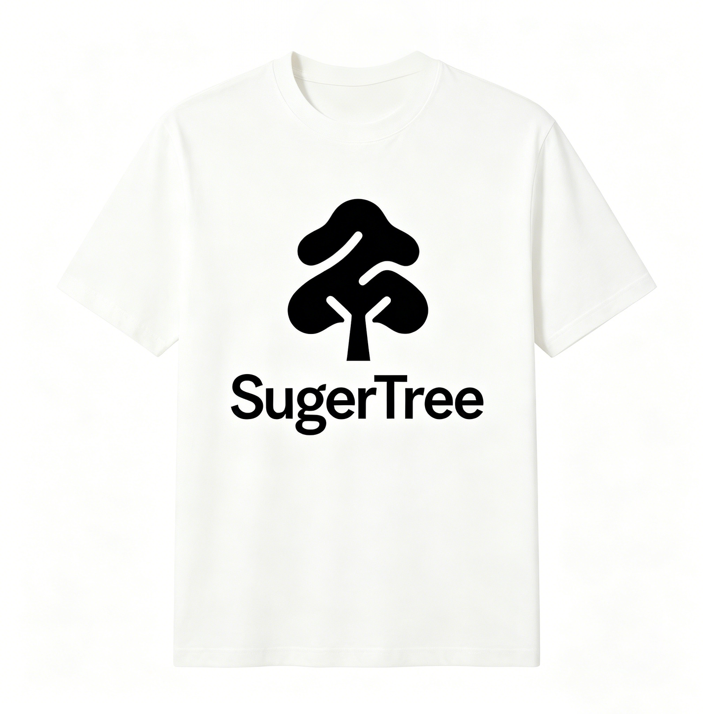 SugerTree Unisex Classic Crew Neck Cotton Graphic T-Shirt, Minimal Tree Logo Short Sleeve Tee, Soft Comfort Basic White Casual Top