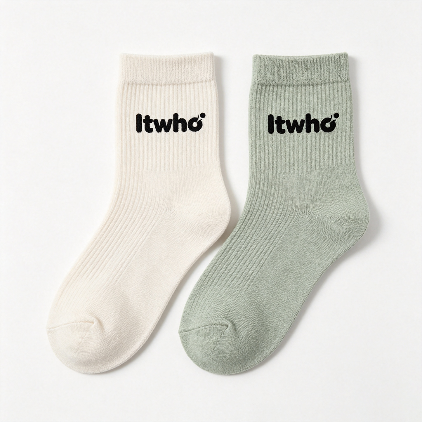 Itwho Ribbed Crew Socks for Men 3 Packs Neutral Two Tone Soft Cotton Casual Fashion Daily Wear Mid Calf Socks