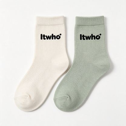 Itwho Ribbed Crew Socks for Men 3 Packs Neutral Two Tone Soft Cotton Casual Fashion Daily Wear Mid Calf Socks