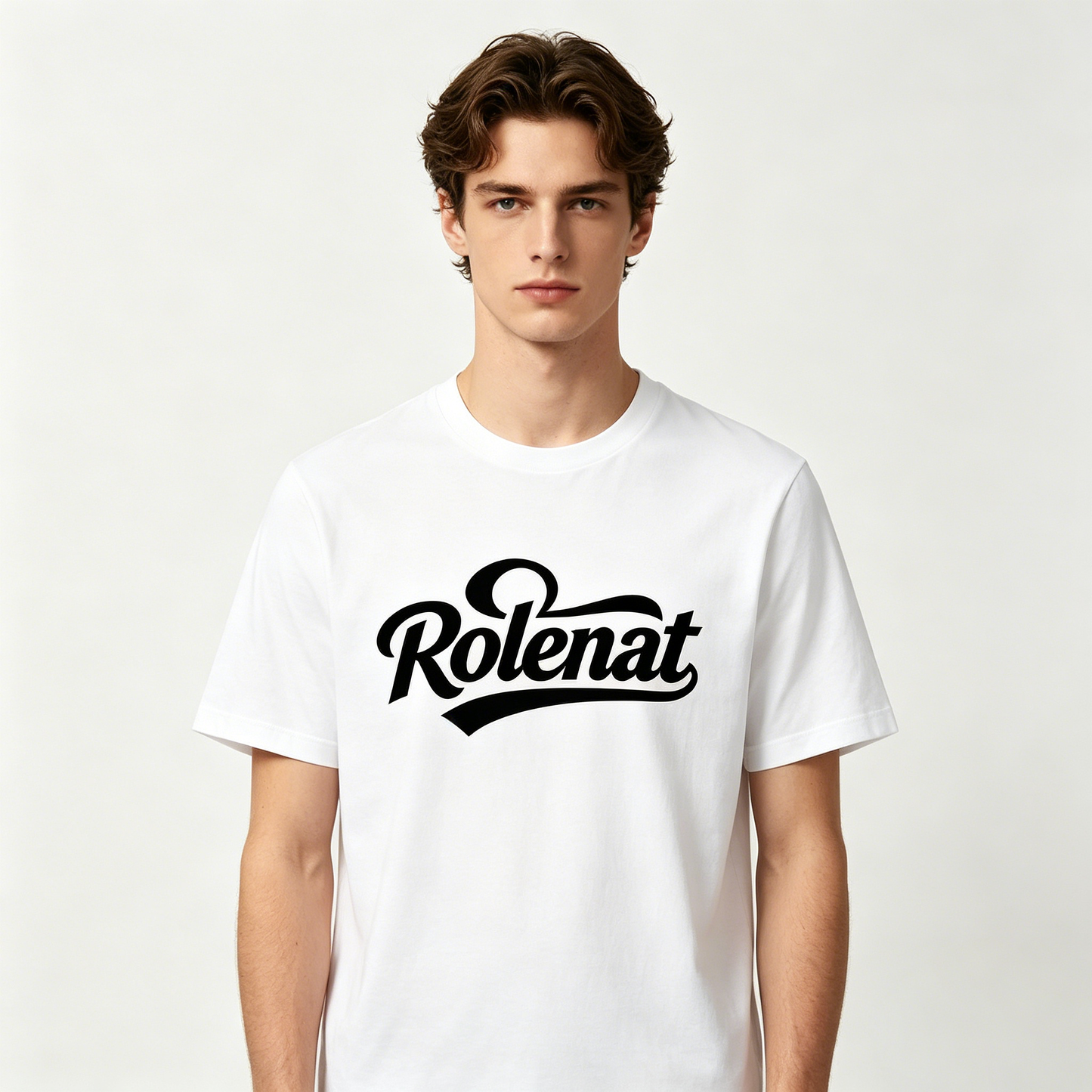 Rolenat Vintage Script Men Crew Neck T Shirt Loose Soft Cotton Short Sleeve Shirts Casual Workout Street Tops