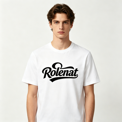 Rolenat Vintage Script Men Crew Neck T Shirt Loose Soft Cotton Short Sleeve Shirts Casual Workout Street Tops