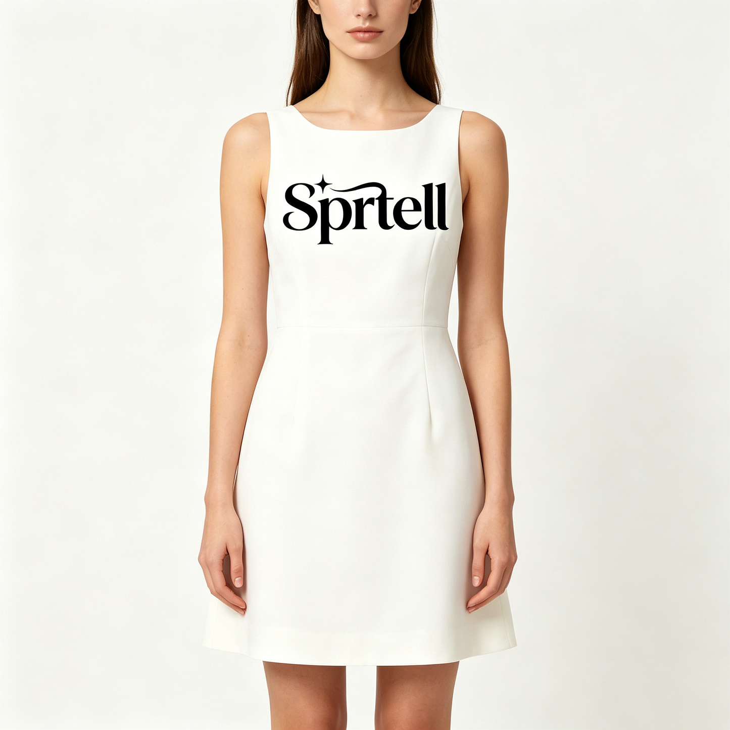 Sprtell Women's Square Neck Sleeveless A-Line Mini Dress, Solid White Slim Fit Tank Dress, Casual Summer Office Short Dress
