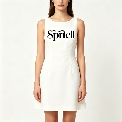 Sprtell Women's Square Neck Sleeveless A-Line Mini Dress, Solid White Slim Fit Tank Dress, Casual Summer Office Short Dress