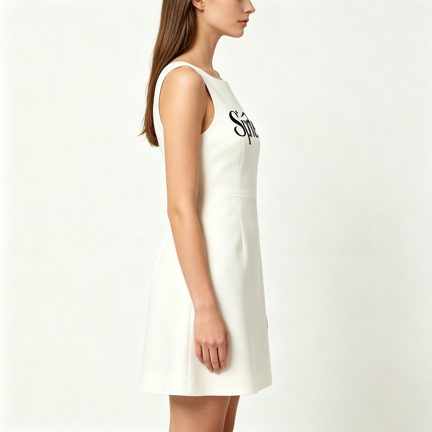 Sprtell Women's Square Neck Sleeveless A-Line Mini Dress, Solid White Slim Fit Tank Dress, Casual Summer Office Short Dress
