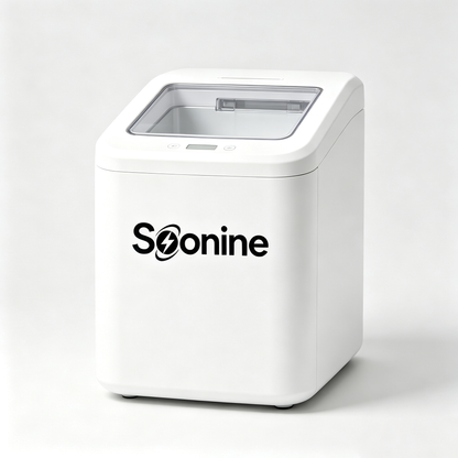 Soonine Portable Countertop Ice Maker Machine, Car & Home Dual Use Self-Cleaning Ice Machine, Compact Fast Ice Making Portable Ice Cube Maker with Transparent Lid for RV Camping Kitchen Travel