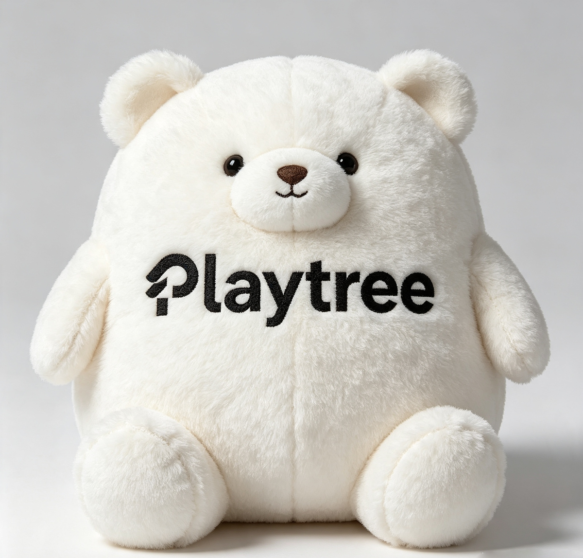 Playtree Plush Bear Stuffed Animal, Soft Chubby White Bear Plush Toy, Cute Cuddly Plushie for Kids Adults, Gift‑Ready Display Box Packaging for Birthday Holiday