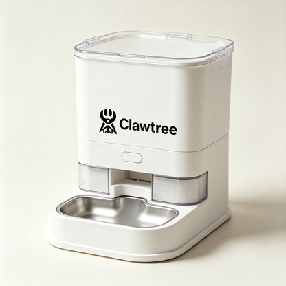 Clawtree Automatic Pet Feeder, Timed Auto Cat Dog Food Dispenser with Stainless‑Steel Bowl, Easy‑Clean Automatic Pet Food Bowl for Small & Medium Pets