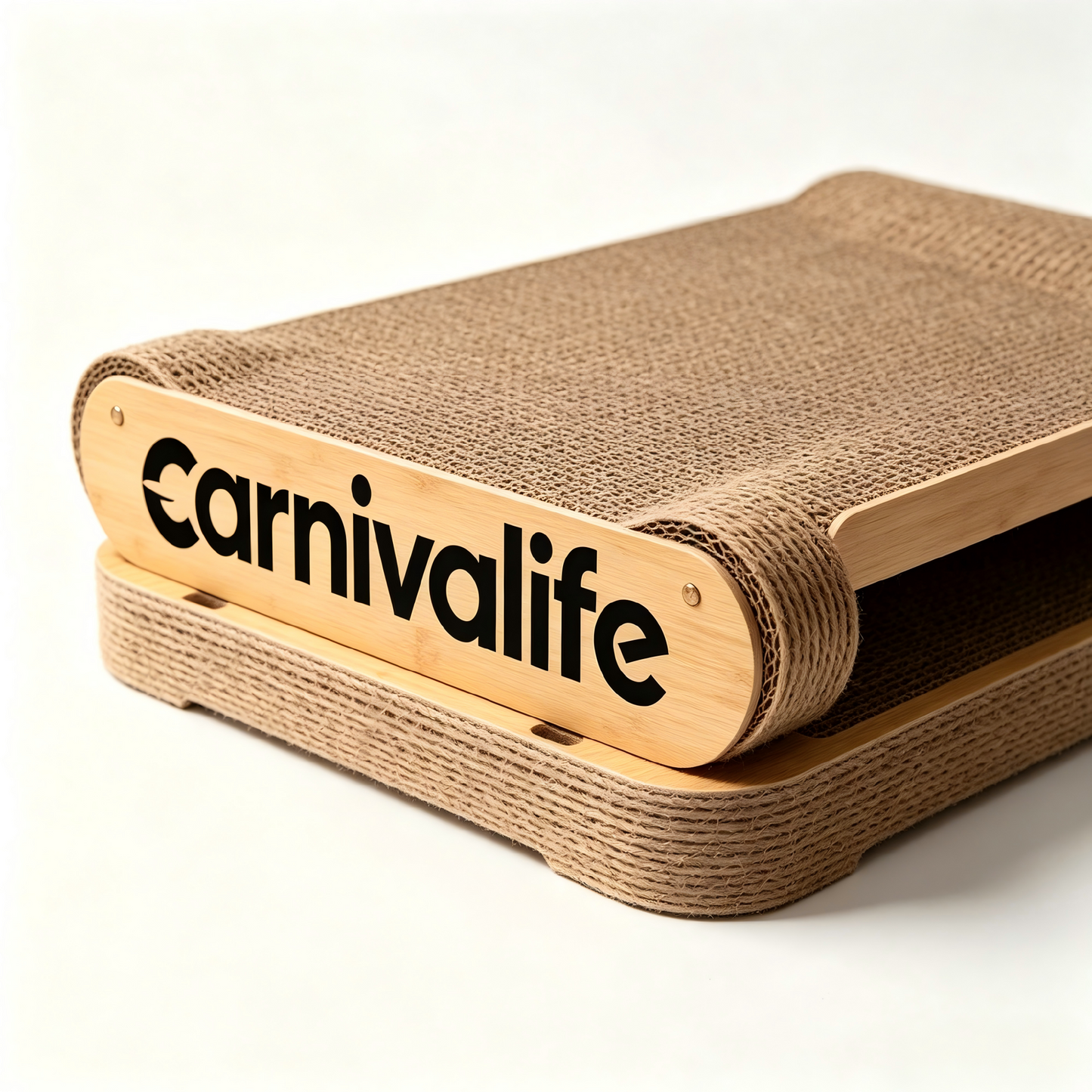 Carnivalife Cat Scratching Pad, Durable Corrugated Cardboard Cat Scratcher with Bamboo Frame, 2-in-1 Scratcher & Lounge Bed for Indoor Cats, Protect Furniture & Satisfy Natural Scratching Instincts