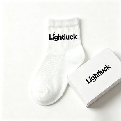 Lightluck White Ribbed Crew Socks for Women, 5 Pairs Soft Breathable Cotton Mid Calf Socks, Non Slip Casual Athletic Daily Ankle Socks Gift Box Pack