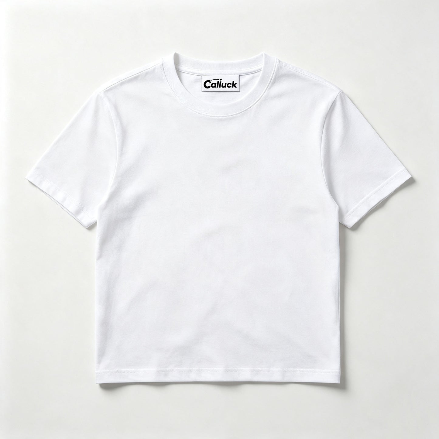 Calluck Basic White Crew‑Neck Short Sleeve T‑Shirt, Casual Soft‑Fit Plain Cotton Tee Classic Solid Color Everyday Summer Tops