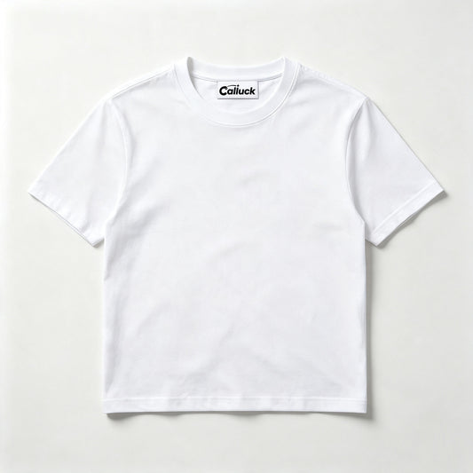 Calluck Basic White Crew‑Neck Short Sleeve T‑Shirt, Casual Soft‑Fit Plain Cotton Tee Classic Solid Color Everyday Summer Tops