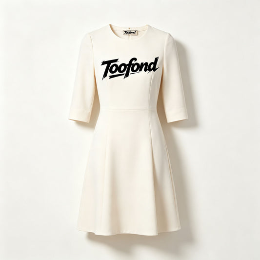 Toofond Women Round Neck 3/4 Sleeve Fit‑and‑Flare Midi Dress Casual Elegant A‑Line Flared Short Dress