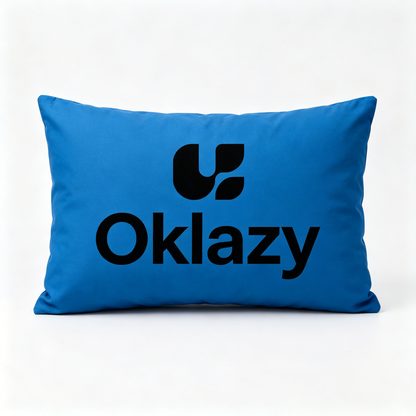 Oklazy Bright Blue Rectangular Decorative Throw Pillow, Smooth Waterproof Lumbar Accent Cushion, Plush Filled Support Pillow for Sofa Bed Couch Office Home Decor