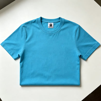Radiusky Solid‑Color Relaxed Crop Short Sleeve Crew Neck T‑Shirt