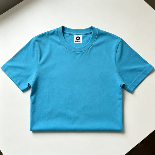 Radiusky Solid‑Color Relaxed Crop Short Sleeve Crew Neck T‑Shirt