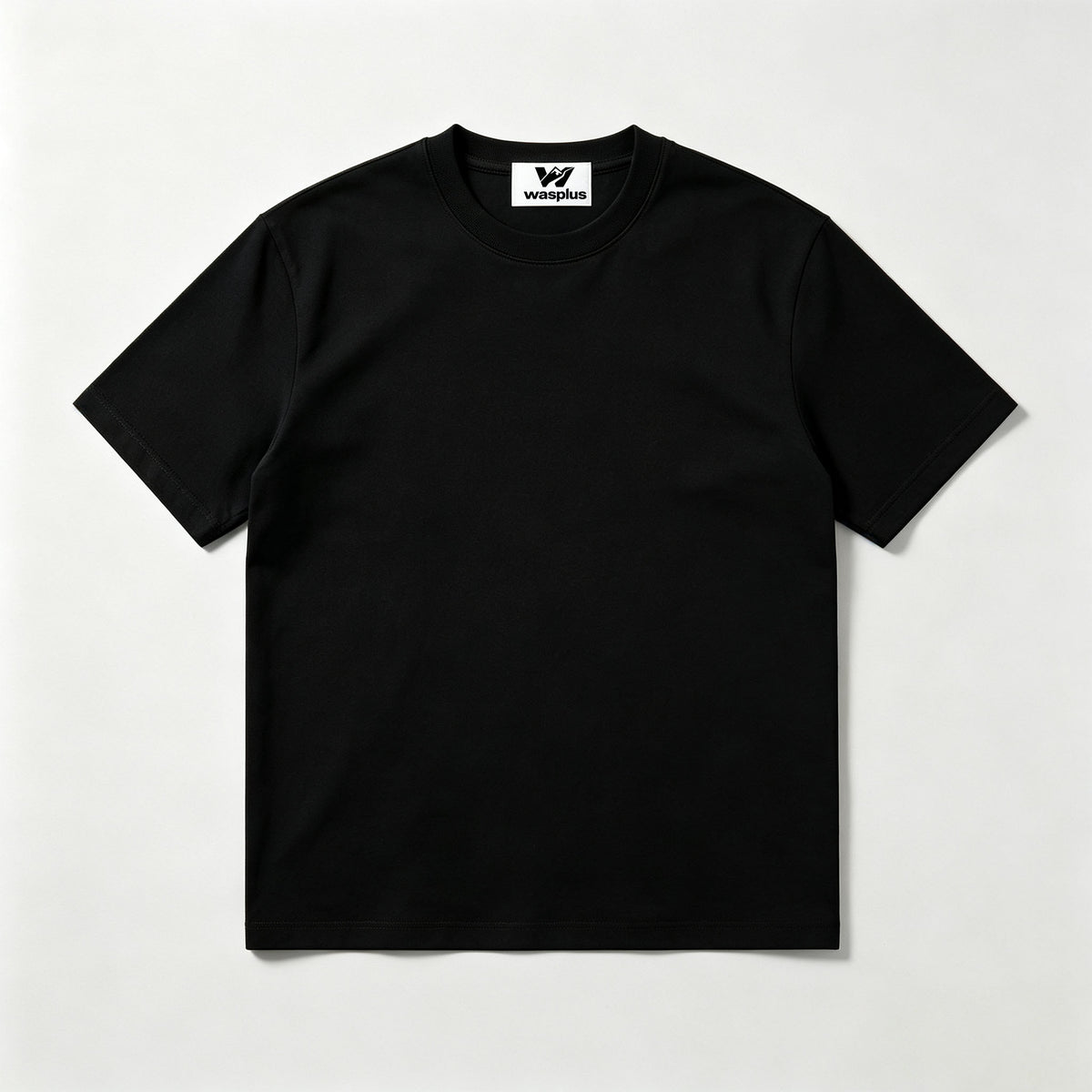 wasplus Men's Classic Crew Neck Short Sleeve T-Shirt, Solid Black Basic Casual Tee, Premium Soft Cotton Everyday Top for Workout Travel Daily Wear