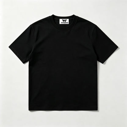 wasplus Men's Classic Crew Neck Short Sleeve T-Shirt, Solid Black Basic Casual Tee, Premium Soft Cotton Everyday Top for Workout Travel Daily Wear