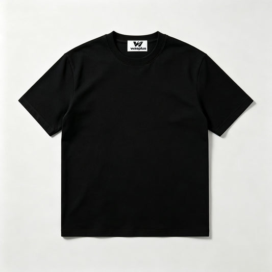wasplus Men's Classic Crew Neck Short Sleeve T-Shirt, Solid Black Basic Casual Tee, Premium Soft Cotton Everyday Top for Workout Travel Daily Wear