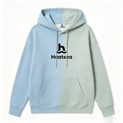 Heatsea Split‑Color Fleece Lined Pullover Hoodie, Unisex Soft Warm Drawstring Hooded Sweatshirt With Kangaroo Pocket