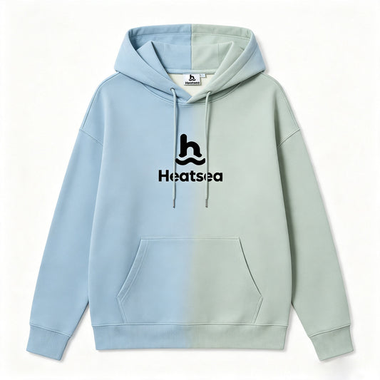 Heatsea Split‑Color Fleece Lined Pullover Hoodie, Unisex Soft Warm Drawstring Hooded Sweatshirt With Kangaroo Pocket