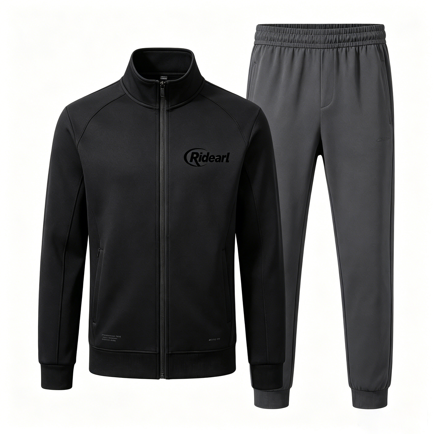 Ridearl Men's Tracksuit, Zip Up Stand Collar Jacket & Jogger Pants Set, Casual Athletic Sports Sweat Suit
