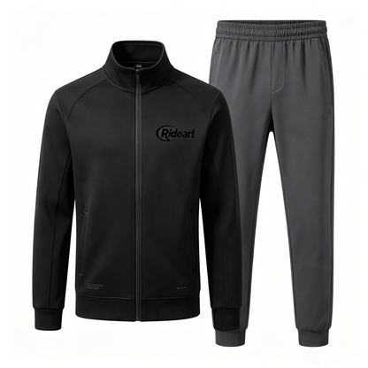 Ridearl Men's Tracksuit, Zip Up Stand Collar Jacket & Jogger Pants Set, Casual Athletic Sports Sweat Suit