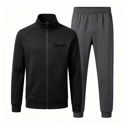 Ridearl Men's Tracksuit, Zip Up Stand Collar Jacket & Jogger Pants Set, Casual Athletic Sports Sweat Suit