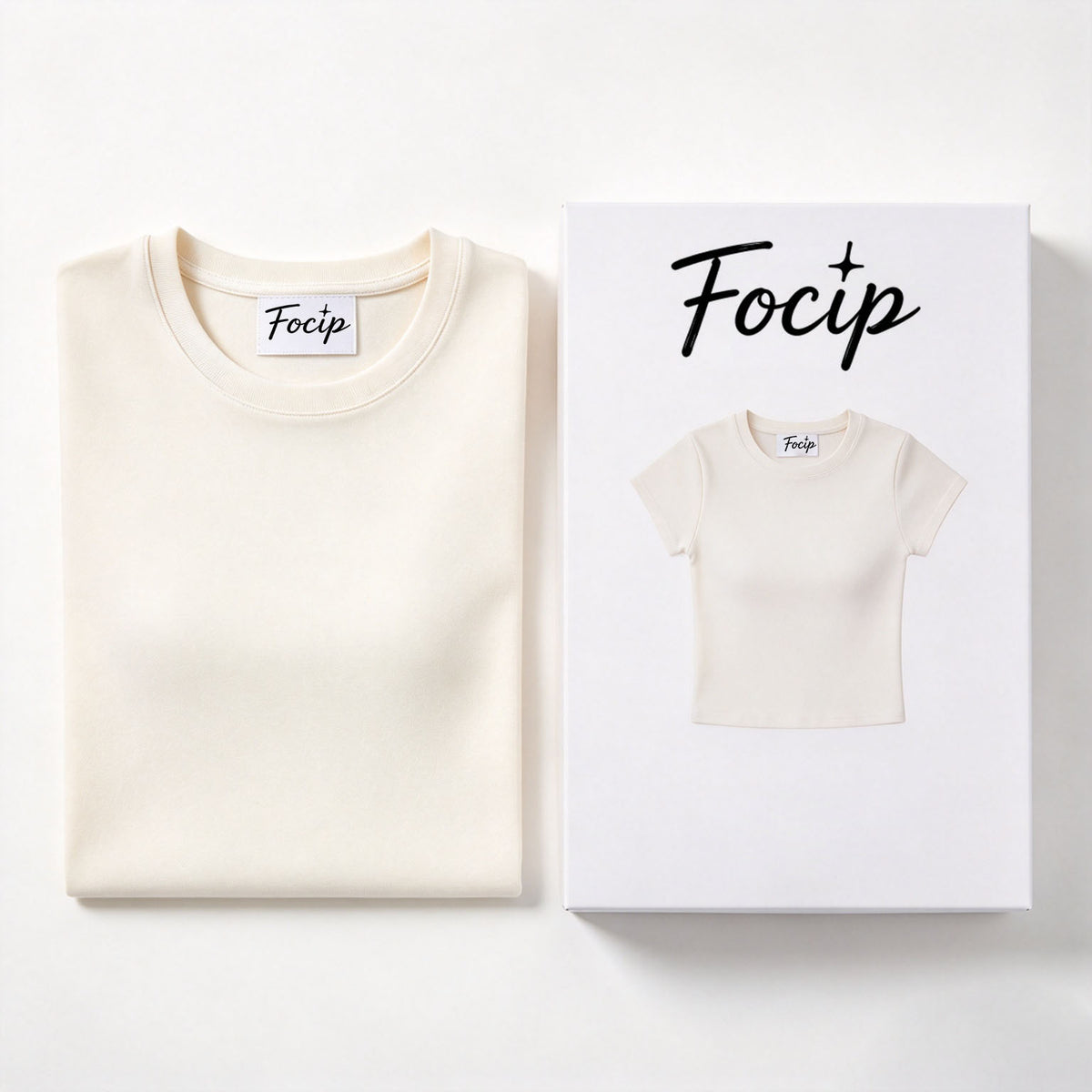 Focip Women's Crew Neck Short Sleeve T-Shirt, Slim Fit Cropped Basic Tee, Soft Stretchy Casual T-Shirts for Women Daily Wear