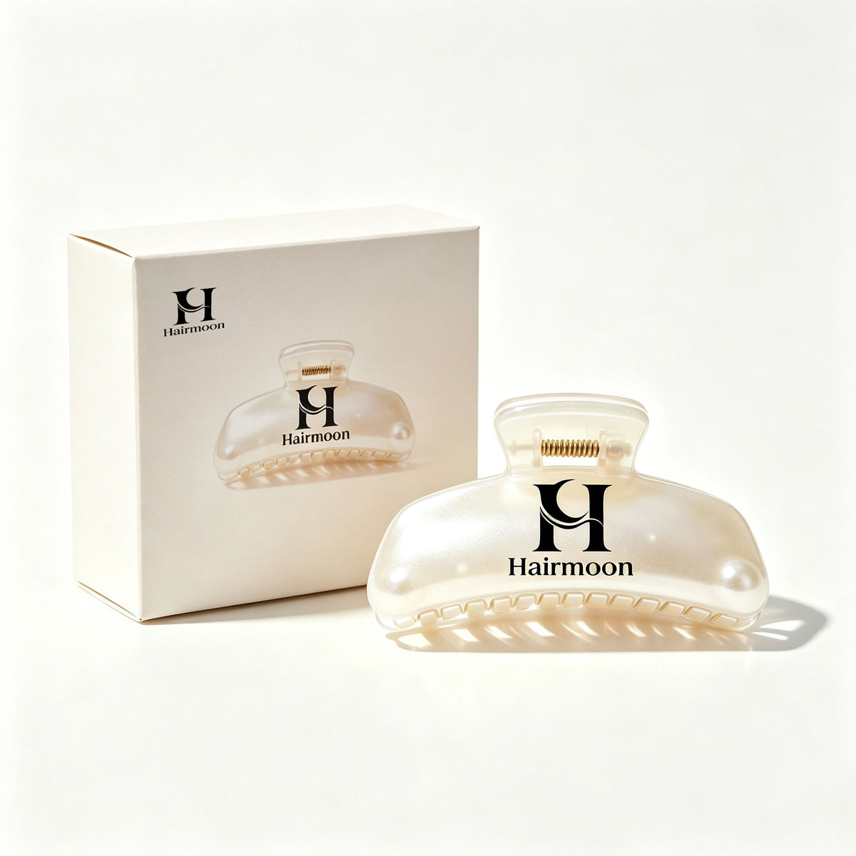 Hairmoon Pearlescent Cream Hair Claw Barrettes, Non‑Slip Strong Hold Hair Jaw Clip for Women All Hair Types
