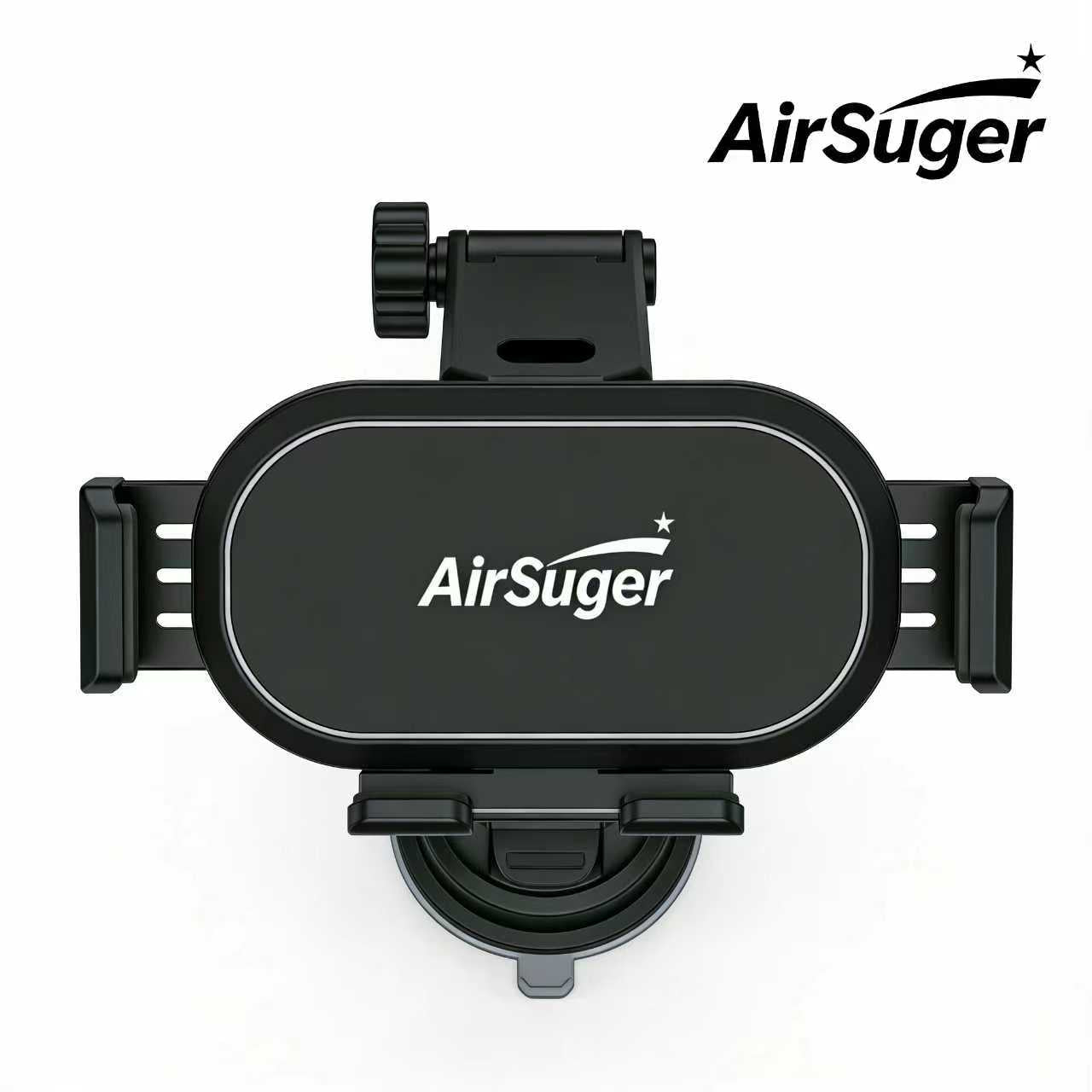 AirSuger Car Phone Mount, Universal Dashboard Windshield Phone Holder with Strong Suction Cup, Adjustable Hands-Free Cell Phone Stand for iPhone, Samsung, All Smartphones
