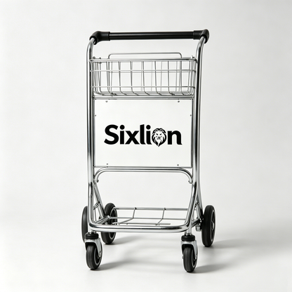 Sixlion Heavy Duty Rolling Hand Truck Cart, 4-Wheel Multi-Tier Utility Trolley with Storage Basket, Sturdy Metal Transport Cart for Grocery, Warehouse, Office, Hotel & Shopping Transport