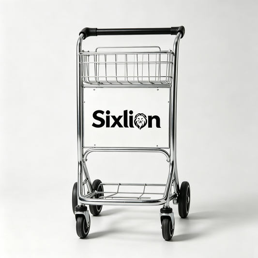 Sixlion Heavy Duty Rolling Hand Truck Cart, 4-Wheel Multi-Tier Utility Trolley with Storage Basket, Sturdy Metal Transport Cart for Grocery, Warehouse, Office, Hotel & Shopping Transport
