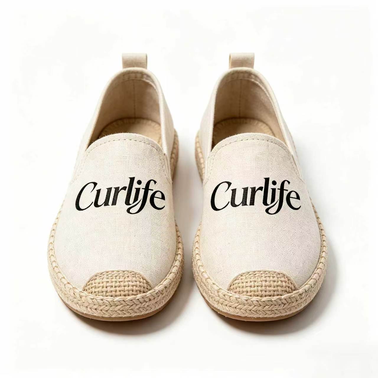 Curlife Women’s Slip-On Espadrille Flats, Breathable Linen Canvas Casual Loafers, Lightweight Non-Slip Woven Jute Sole Walking Shoes, Comfort Flat Shoes for Summer Daily Beach Travel Office