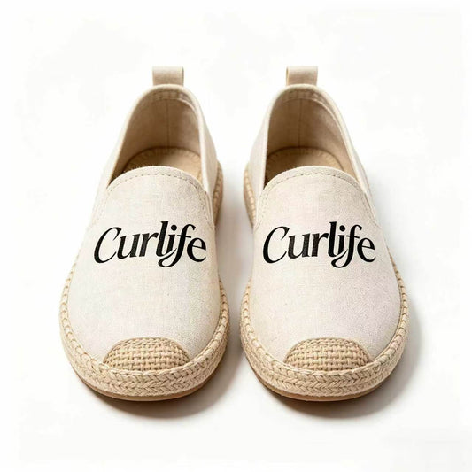Curlife Women’s Slip-On Espadrille Flats, Breathable Linen Canvas Casual Loafers, Lightweight Non-Slip Woven Jute Sole Walking Shoes, Comfort Flat Shoes for Summer Daily Beach Travel Office