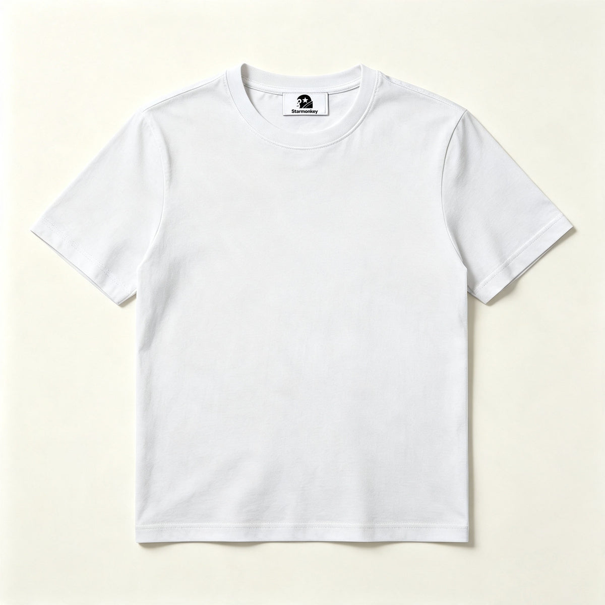 Starmonkey Basic Short‑Sleeve Crew Neck T‑Shirt, Premium Soft Cotton Plain White Tee, Casual Everyday Classic‑Fit T Shirt For Men Women Unisex