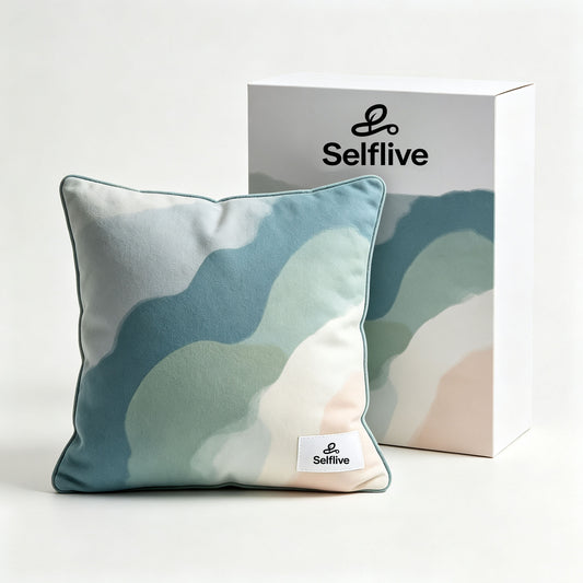 Selflive Decorative Throw Pillow, Abstract Watercolor Wave Square Accent Pillow, Soft Plush Cushion for Sofa Couch Bedroom Living Room Home Decor