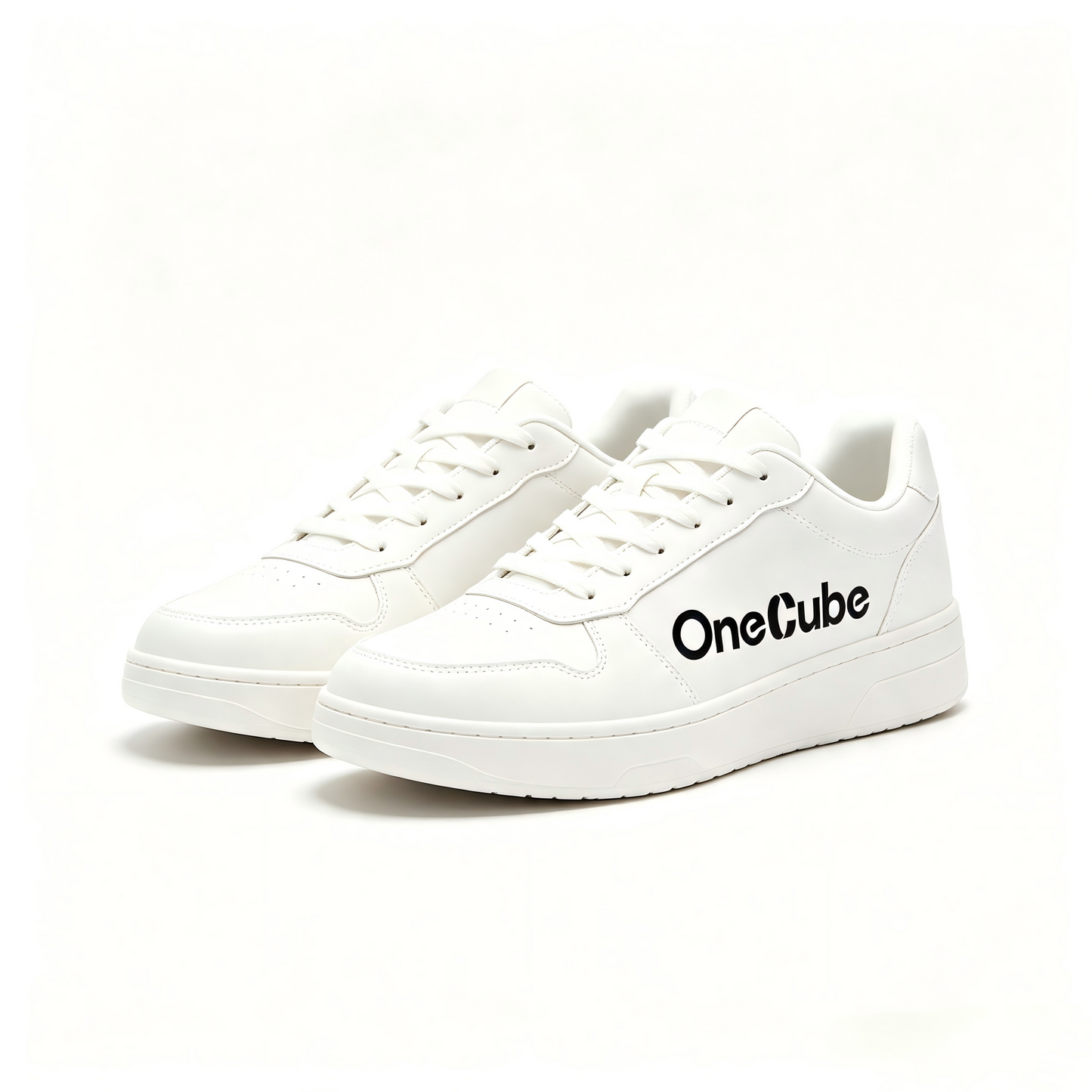 OneCube White Platform Sneakers for Women, Classic Low Top Lace Up Casual Skate Shoes, Lightweight Fashion Walking Shoes Daily Street Footwear
