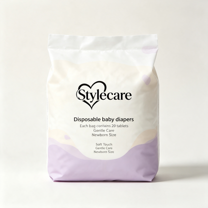 Stylecare Disposable Baby Diapers Newborn Size, Ultra Soft Gentle Skin Care Nappies, High Absorbency Leak Proof Disposable Diapers for Infant, 20 Count