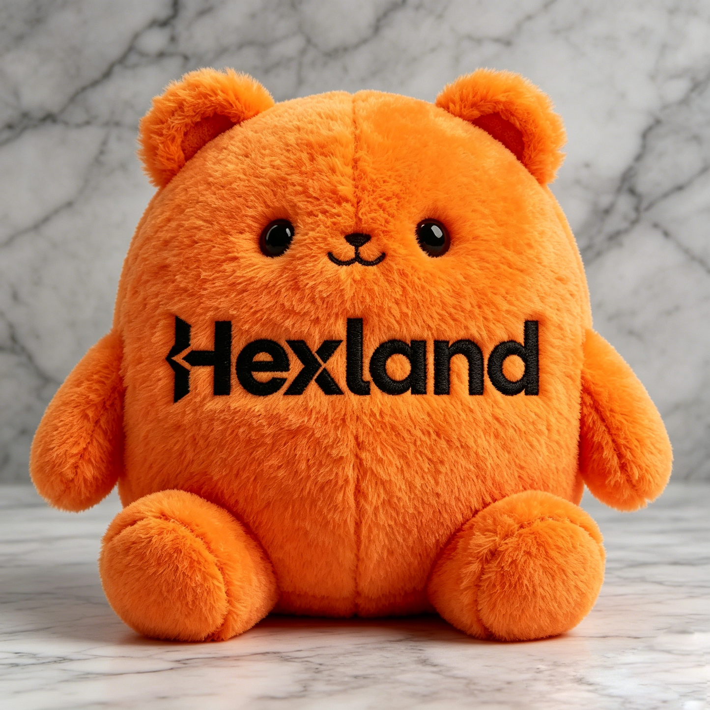 Hexland Round Orange Fluffy Bear Stuffed Animal, Soft Squishy Plush Bear Toy, Cute Huggable Companion Pillow for Kids & Adults, Home Decor & Gift