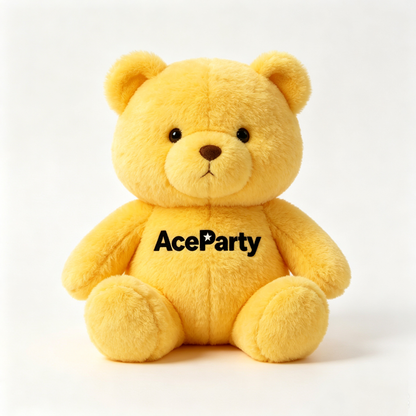 AceParty Cute Yellow Fluffy Bear Stuffed Plush Toy, Comfort Hugging Pillow for Bedroom Decor & Holiday Gift